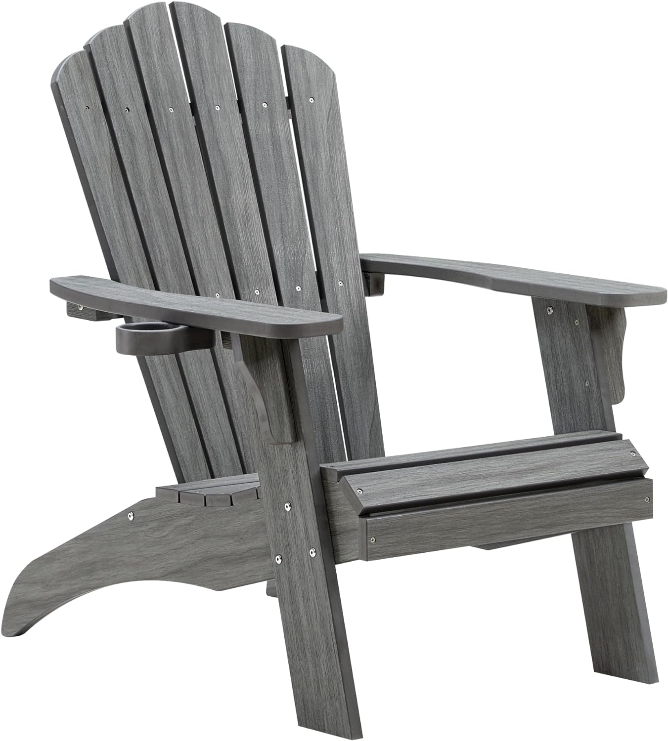Psilvam Adirondack Chair, Oversized Poly Lumber Fire Pit Chair with Cup Holder, 350Lbs Support Patio Chairs for Garden, Weather Resistant Outdoors Seating, Relaxing Gift for Father & Mother